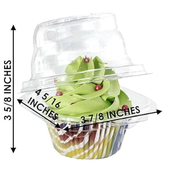 Individual Cupcake Containers (Pack of 50)- Single Compartment Plastic Boxes - Picture 3 of 4